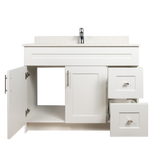 42" MDF - Right Side Draw - White - Shaker Doors - Softclose Hardware