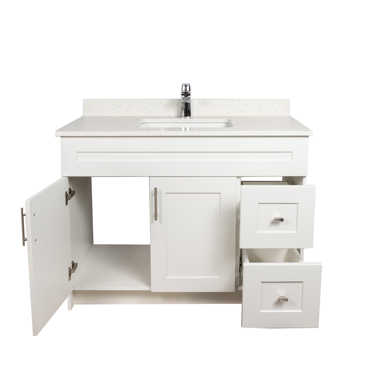42" MDF - Right Side Draw - White - Shaker Doors - Softclose Hardware