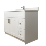 42" MDF - Right Side Draw - White - Shaker Doors - Softclose Hardware