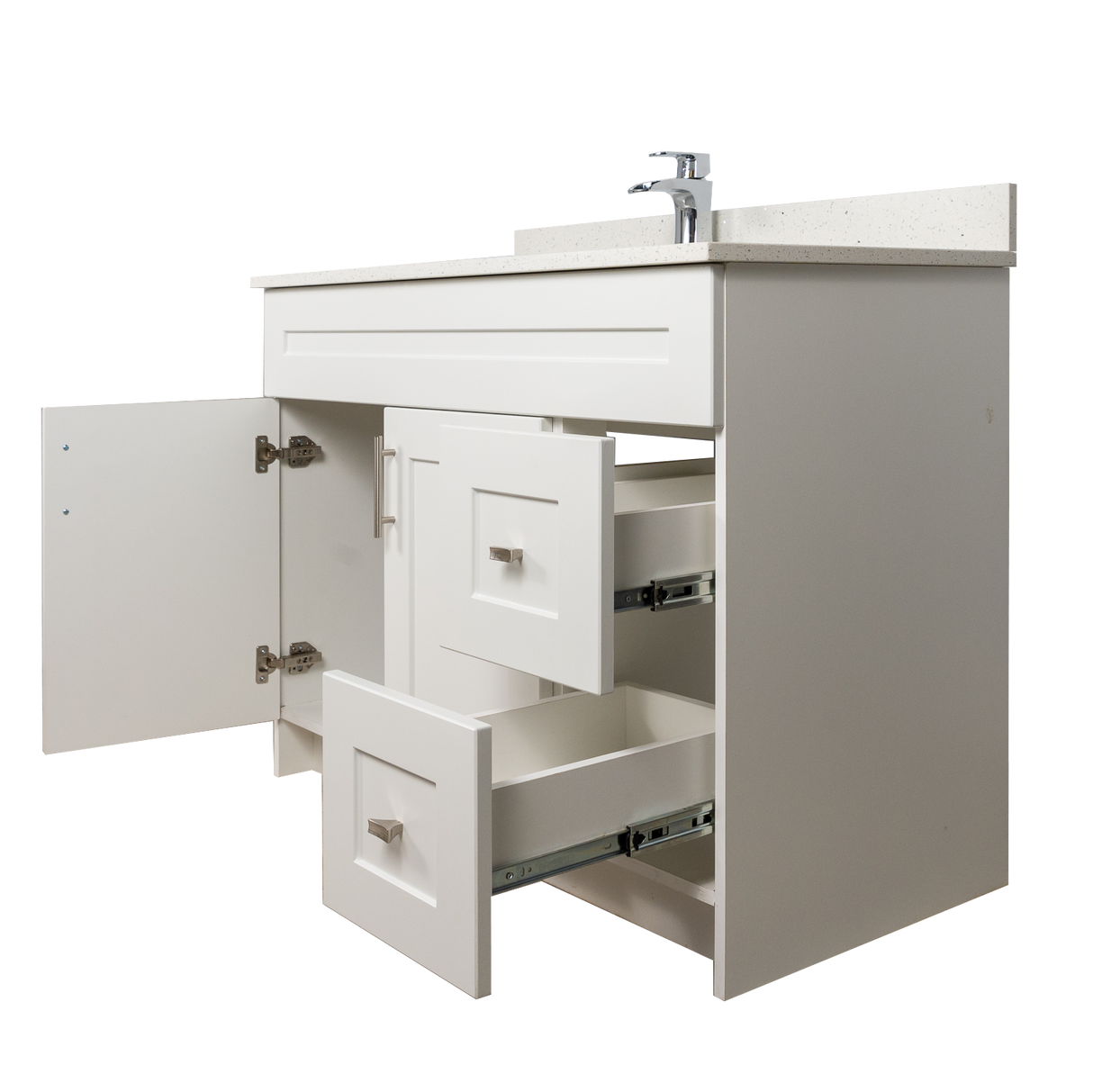 42" MDF - Right Side Draw - White - Shaker Doors - Softclose Hardware
