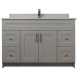 48" MDF - Both Side Draw - Light Grey - Shaker Doors - Softclose Hardware