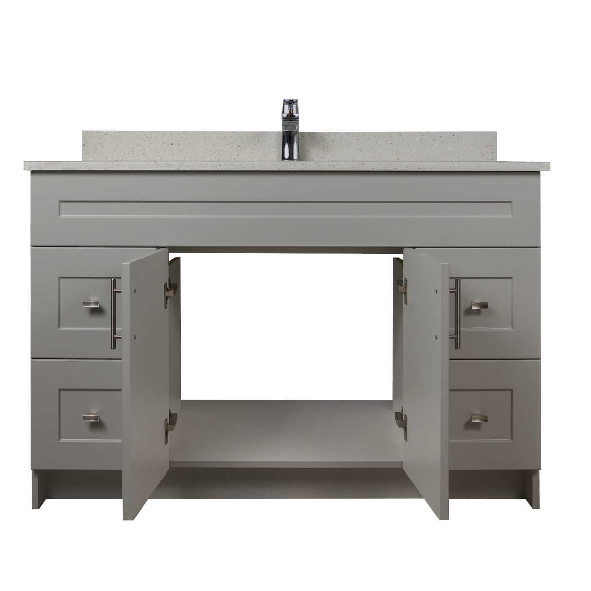 48" MDF - Both Side Draw - Light Grey - Shaker Doors - Softclose Hardware