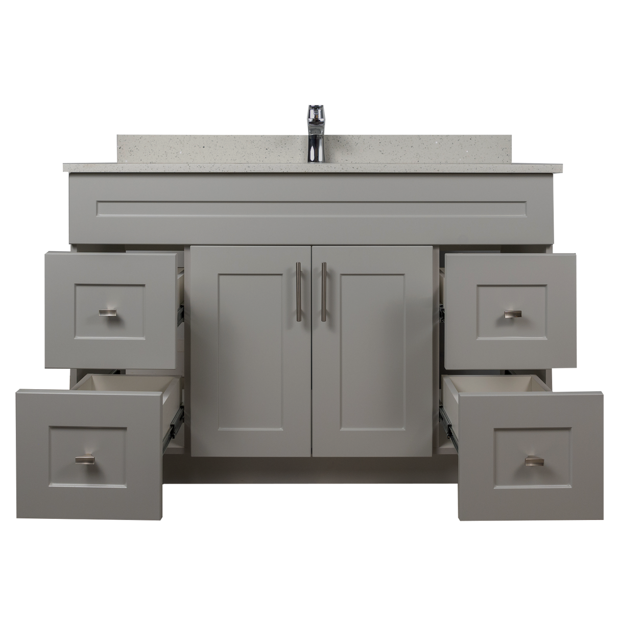 48" MDF - Both Side Draw - Light Grey - Shaker Doors - Softclose Hardware