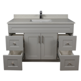 48" MDF - Both Side Draw - Light Grey - Shaker Doors - Softclose Hardware