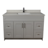 48" MDF - Both Side Draw - Light Grey - Shaker Doors - Softclose Hardware