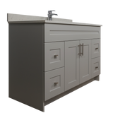48" MDF - Both Side Draw - Light Grey - Shaker Doors - Softclose Hardware
