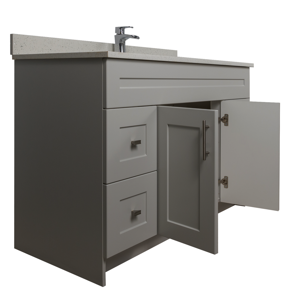 48" MDF - Both Side Draw - Light Grey - Shaker Doors - Softclose Hardware
