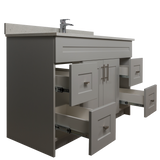 48" MDF - Both Side Draw - Light Grey - Shaker Doors - Softclose Hardware