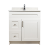 30" MDF - Left Side Draw - White - Shaker Doors - Softclose Hardware