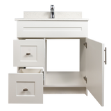30" MDF - Left Side Draw - White - Shaker Doors - Softclose Hardware