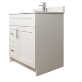 30" MDF - Left Side Draw - White - Shaker Doors - Softclose Hardware