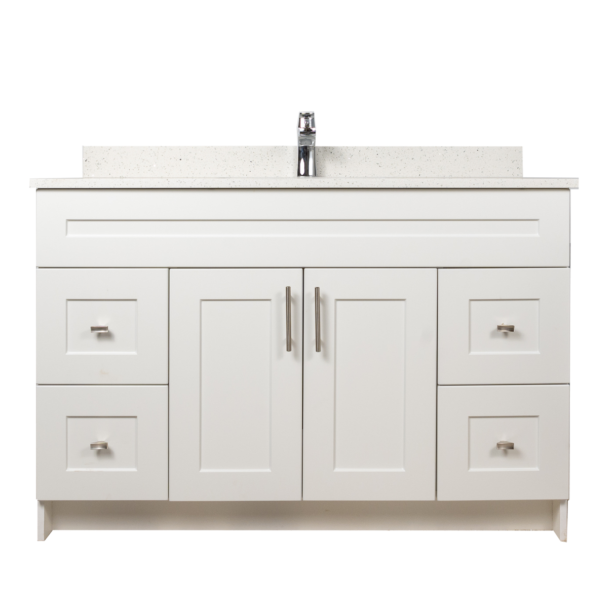 48" MDF - Both Side Draw - White - Shaker Doors - Softclose Hardware