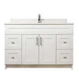 48" MDF - Both Side Draw - White - Shaker Doors - Softclose Hardware