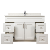 48" MDF - Both Side Draw - White - Shaker Doors - Softclose Hardware