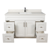 48" MDF - Both Side Draw - White - Shaker Doors - Softclose Hardware