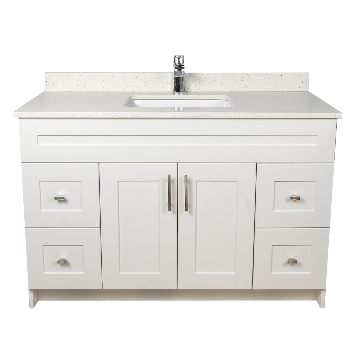 48" MDF - Both Side Draw - White - Shaker Doors - Softclose Hardware