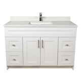 48" MDF - Both Side Draw - White - Shaker Doors - Softclose Hardware