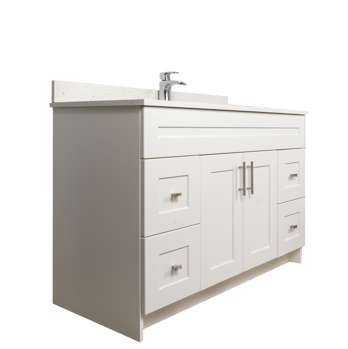 48" MDF - Both Side Draw - White - Shaker Doors - Softclose Hardware