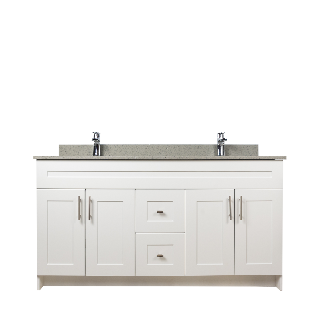 60" MDF - Double Sink - White - Shaker Doors - Softclose Hardware