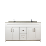 60" MDF - Double Sink - White - Shaker Doors - Softclose Hardware