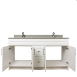60" MDF - Double Sink - White - Shaker Doors - Softclose Hardware