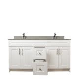 60" MDF - Double Sink - White - Shaker Doors - Softclose Hardware