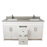 60" MDF - Double Sink - White - Shaker Doors - Softclose Hardware