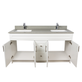 60" MDF - Double Sink - White - Shaker Doors - Softclose Hardware