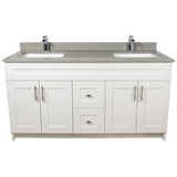 60" MDF - Double Sink - White - Shaker Doors - Softclose Hardware