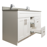 60" MDF - Double Sink - White - Shaker Doors - Softclose Hardware
