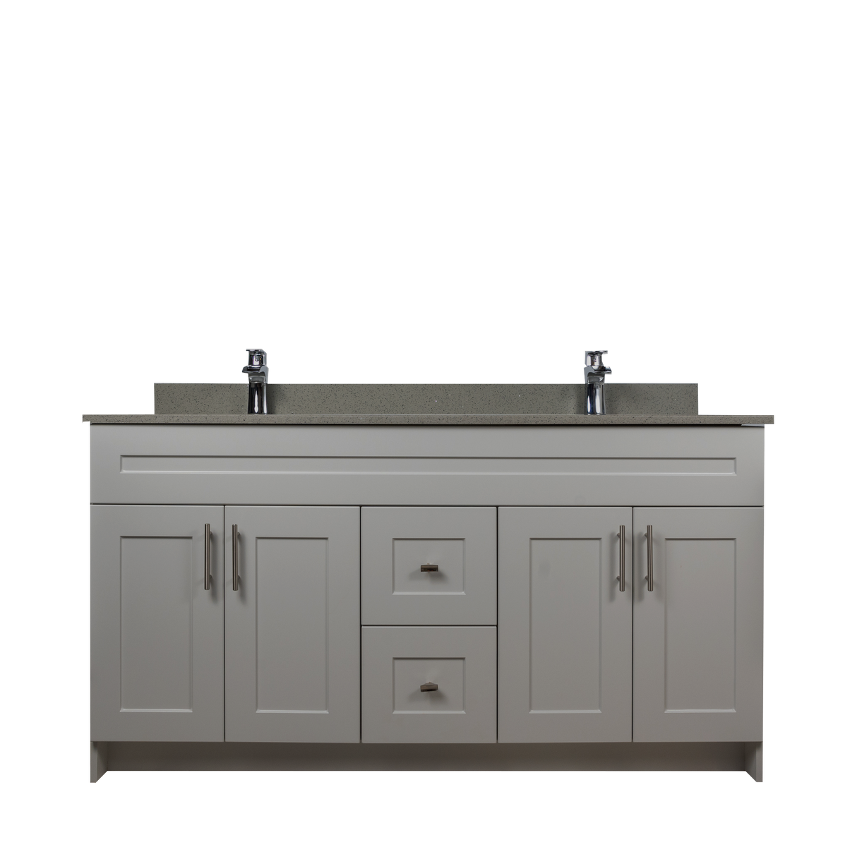 60" MDF - Double Sink - Light Grey - Shaker Doors - Softclose Hardware