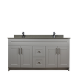 60" MDF - Double Sink - Light Grey - Shaker Doors - Softclose Hardware