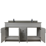 60" MDF - Double Sink - Light Grey - Shaker Doors - Softclose Hardware