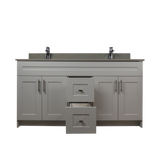 60" MDF - Double Sink - Light Grey - Shaker Doors - Softclose Hardware