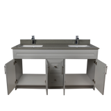 60" MDF - Double Sink - Light Grey - Shaker Doors - Softclose Hardware