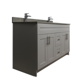 60" MDF - Double Sink - Light Grey - Shaker Doors - Softclose Hardware