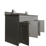 60" MDF - Double Sink - Light Grey - Shaker Doors - Softclose Hardware
