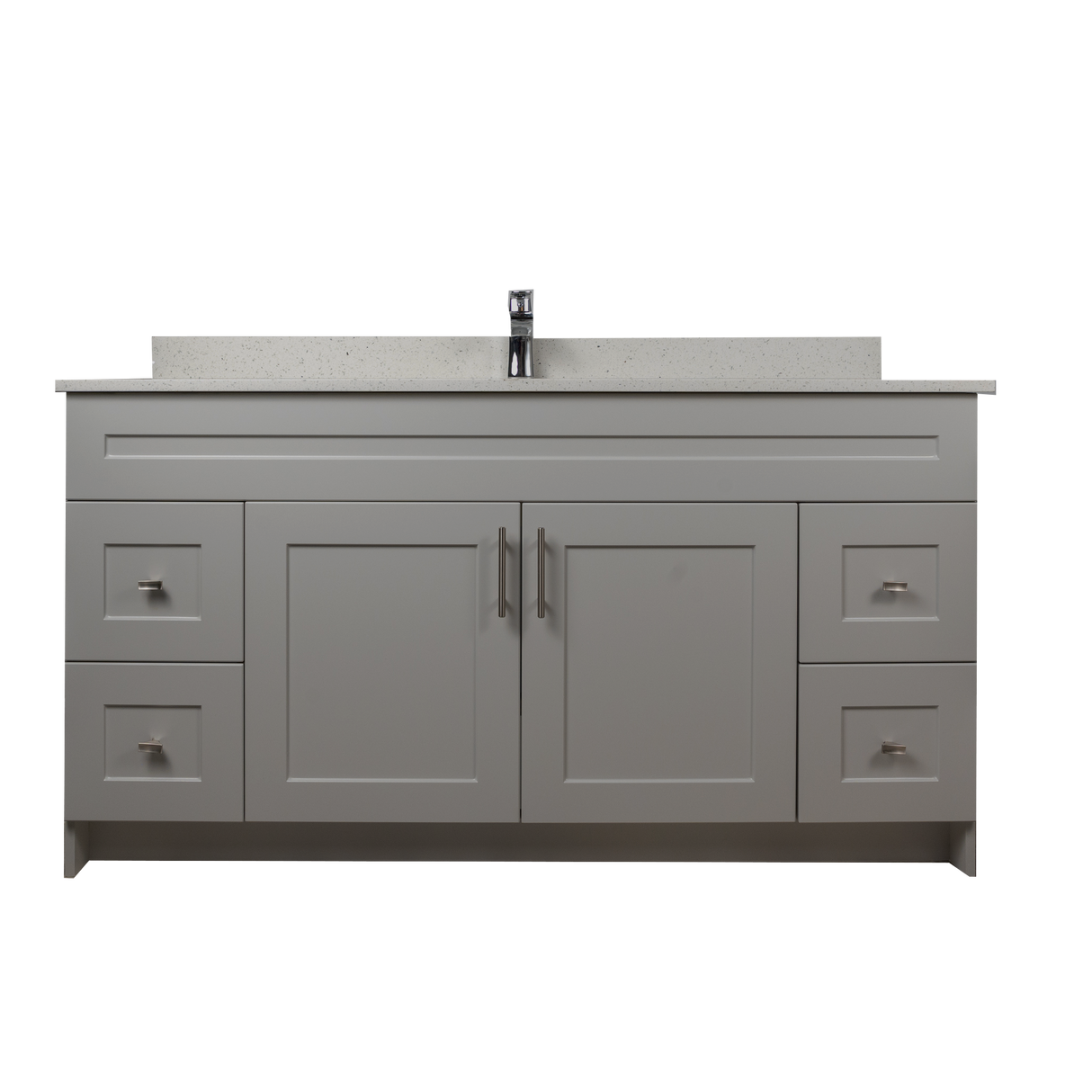 60" MDF - Single Sink - Light Grey - Shaker Doors - Softclose Hardware