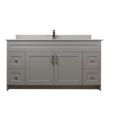 60" MDF - Single Sink - Light Grey - Shaker Doors - Softclose Hardware