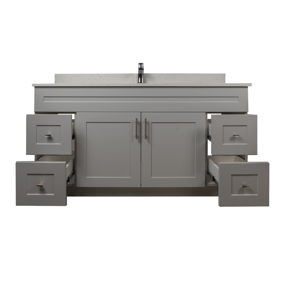 60" MDF - Single Sink - Light Grey - Shaker Doors - Softclose Hardware