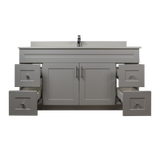 60" MDF - Single Sink - Light Grey - Shaker Doors - Softclose Hardware