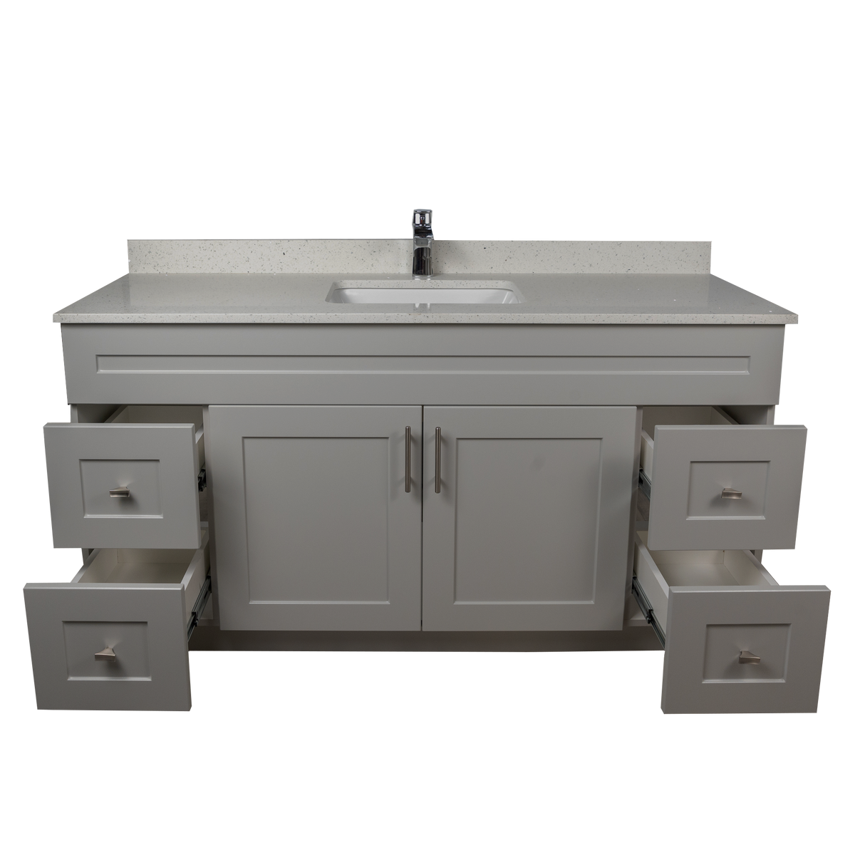 60" MDF - Single Sink - Light Grey - Shaker Doors - Softclose Hardware