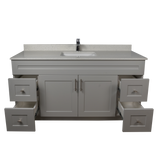 60" MDF - Single Sink - Light Grey - Shaker Doors - Softclose Hardware