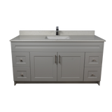60" MDF - Single Sink - Light Grey - Shaker Doors - Softclose Hardware