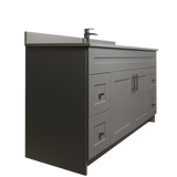 60" MDF - Single Sink - Light Grey - Shaker Doors - Softclose Hardware