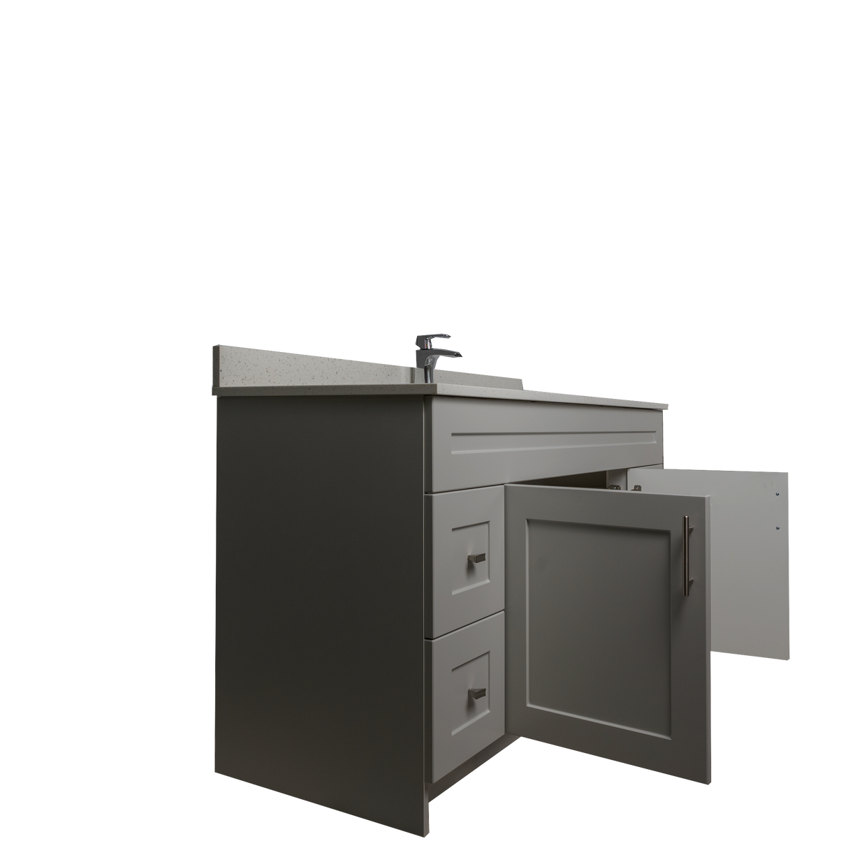 60" MDF - Single Sink - Light Grey - Shaker Doors - Softclose Hardware