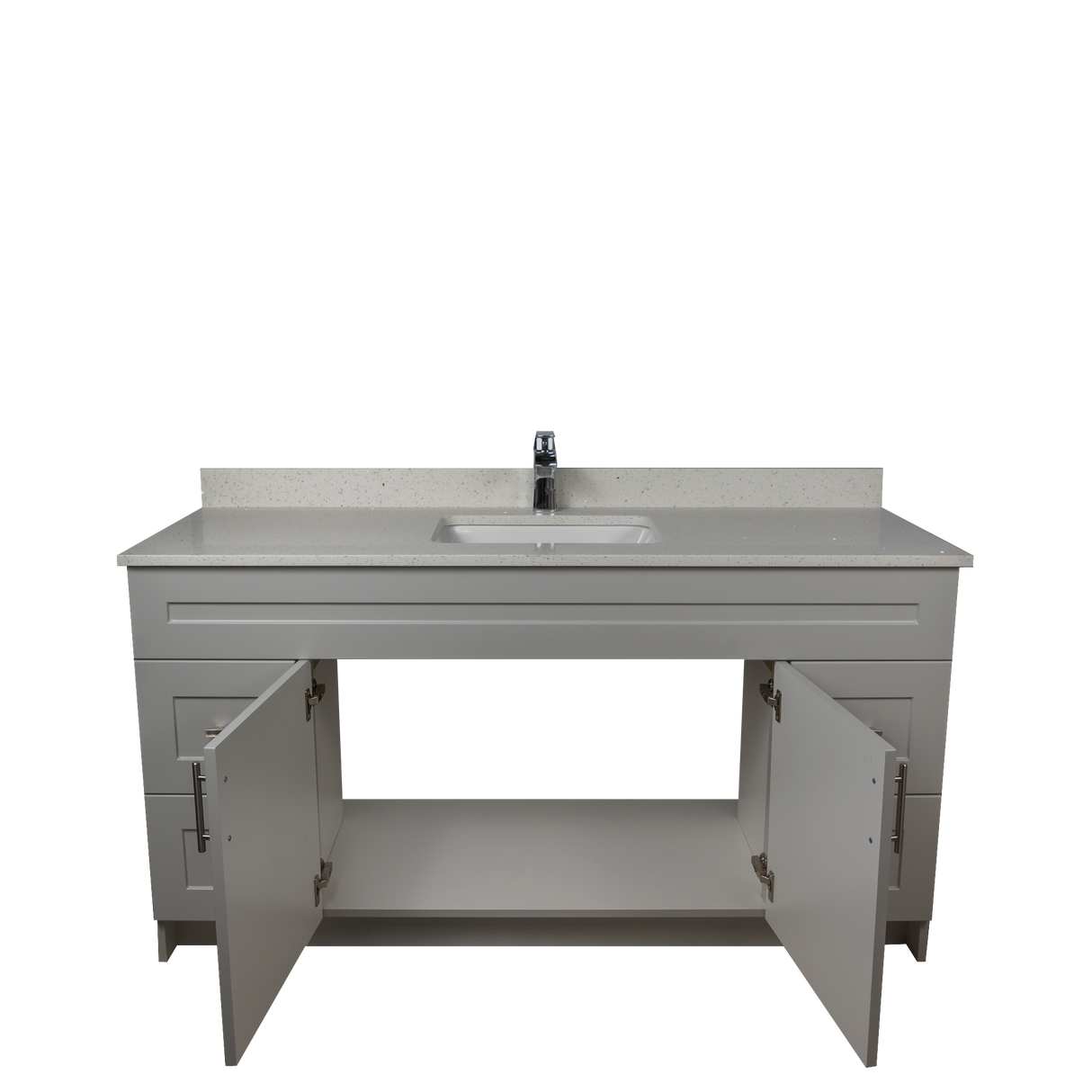 60" MDF - Single Sink - Light Grey - Shaker Doors - Softclose Hardware