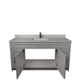 60" MDF - Single Sink - Light Grey - Shaker Doors - Softclose Hardware