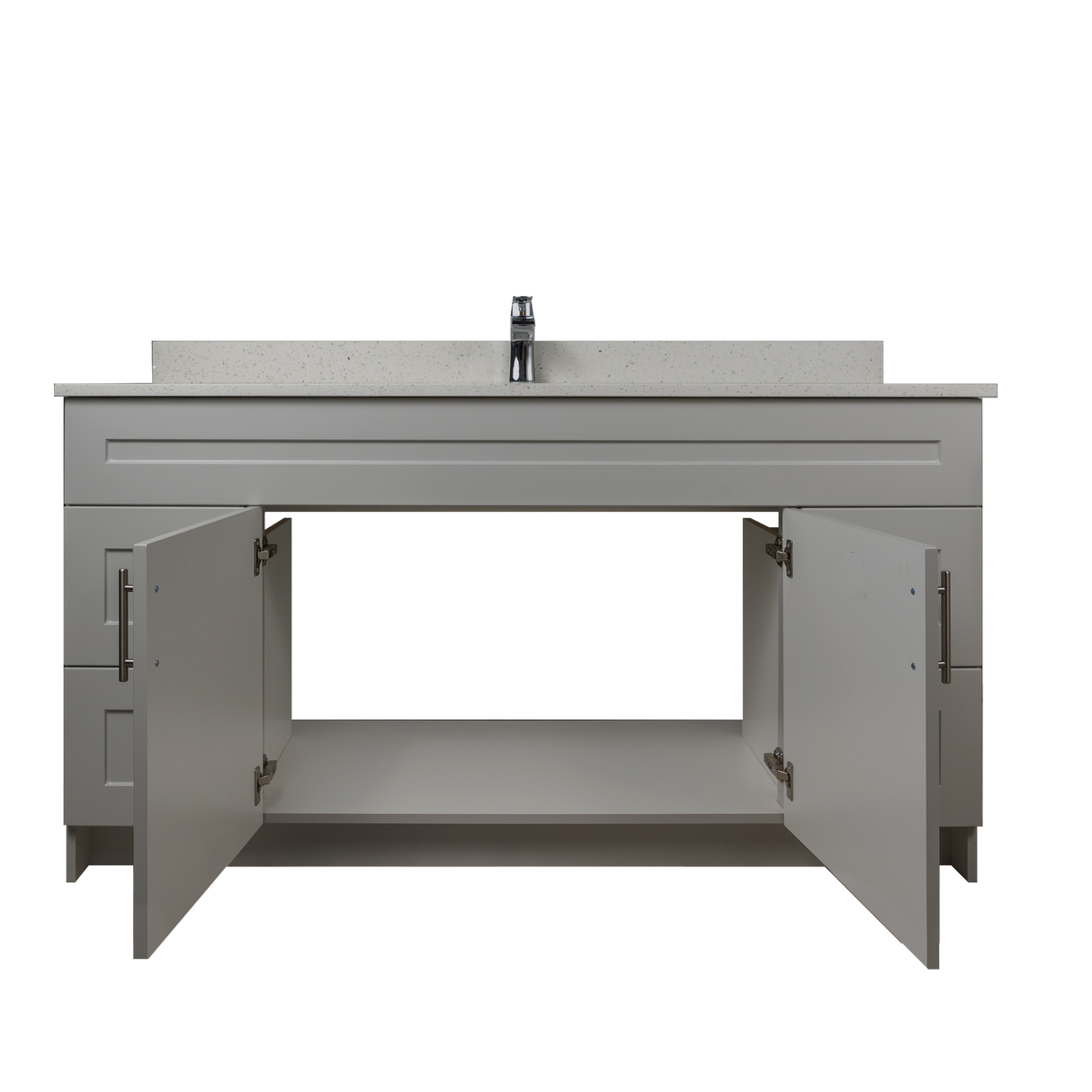60" MDF - Single Sink - Light Grey - Shaker Doors - Softclose Hardware