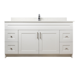 60" MDF - Single Sink - White - Shaker Doors - Softclose Hardware
